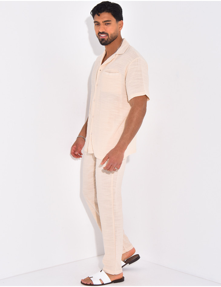 Ensemble pantalon et chemise en lin