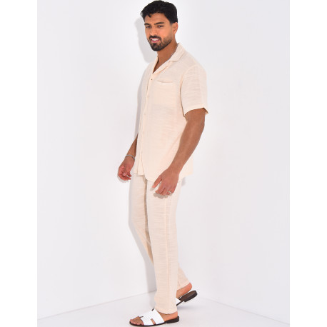 Ensemble pantalon et chemise en lin