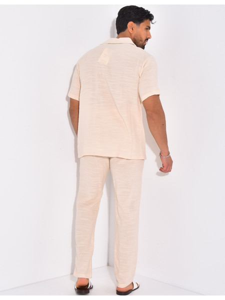 Ensemble pantalon et chemise en lin