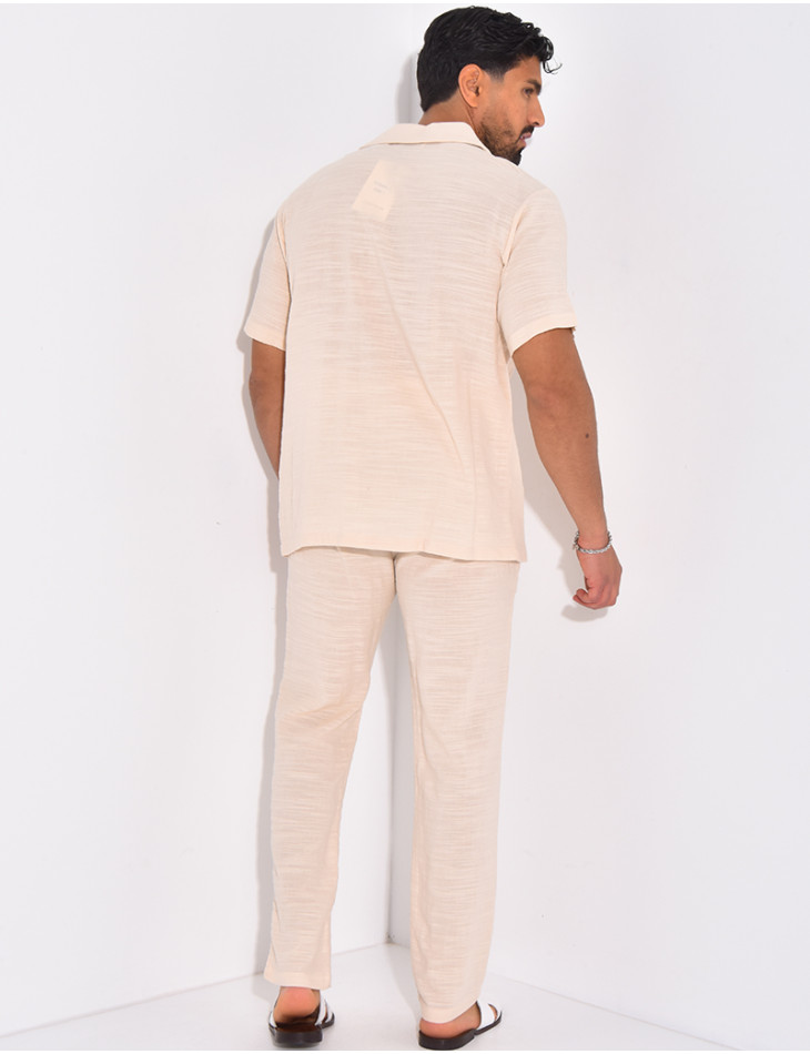 Ensemble pantalon et chemise en lin