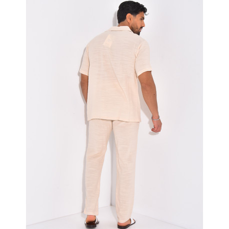 Ensemble pantalon et chemise en lin