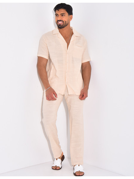 Ensemble pantalon et chemise en lin