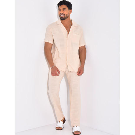 Ensemble pantalon et chemise en lin