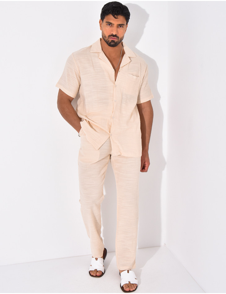 Ensemble pantalon et chemise en lin