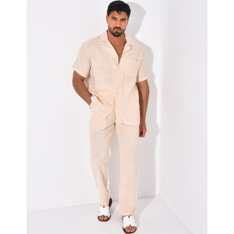 Ensemble pantalon et chemise en lin