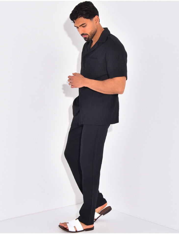 Ensemble pantalon et chemise en lin