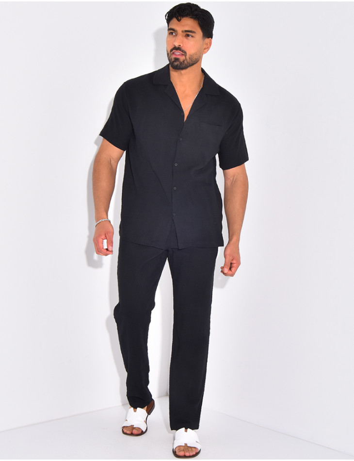 Ensemble pantalon et chemise en lin