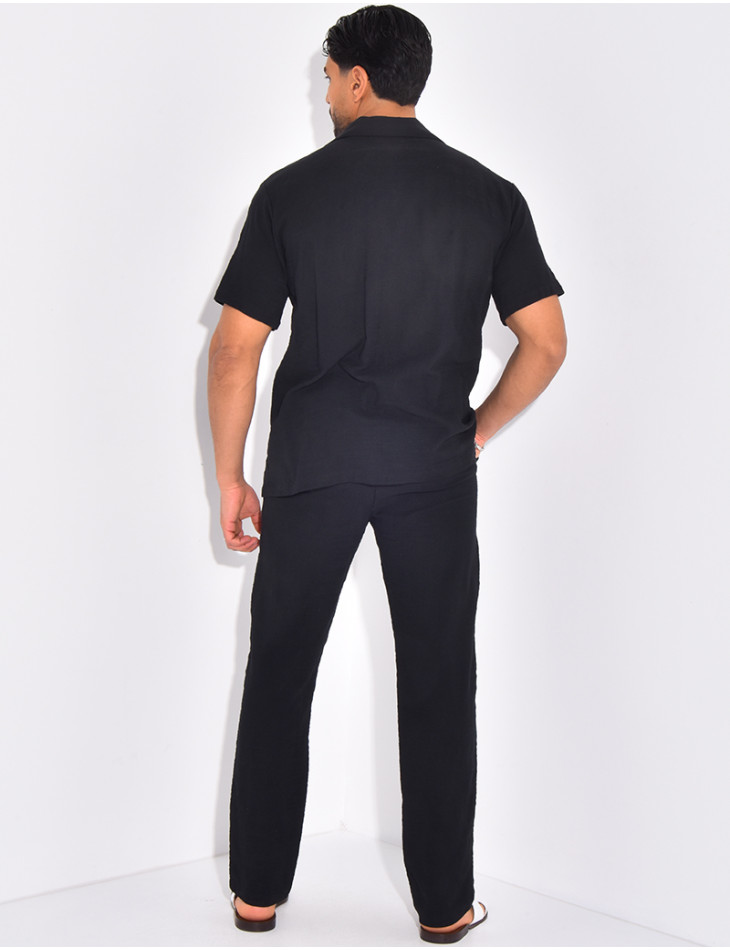 Ensemble pantalon et chemise en lin