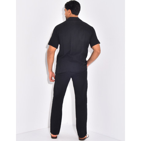 Ensemble pantalon et chemise en lin