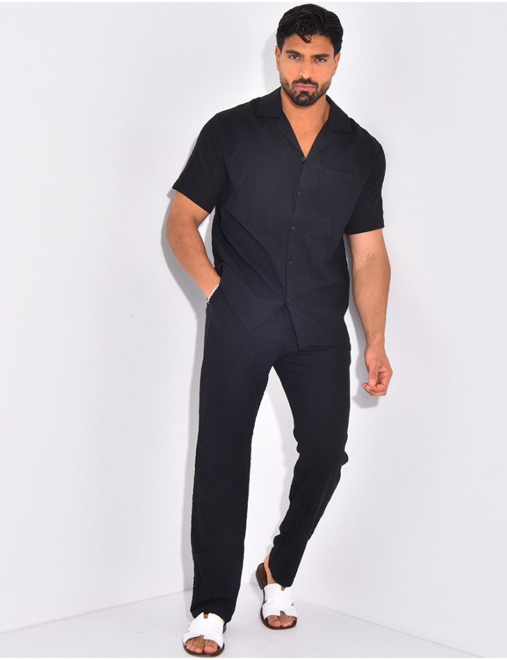Ensemble pantalon et chemise en lin