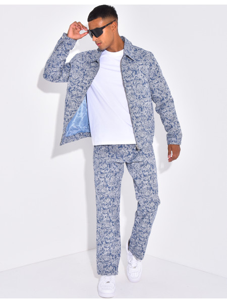 Ensemble pantalon et chemise à fleurs