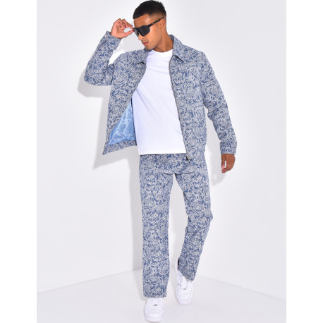 Ensemble pantalon et chemise à fleurs