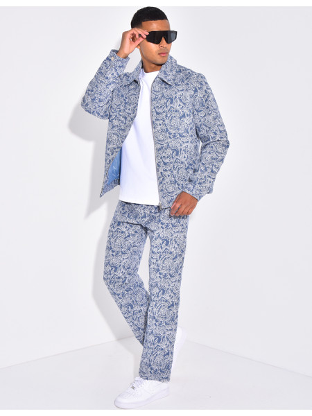 Ensemble pantalon et chemise à fleurs