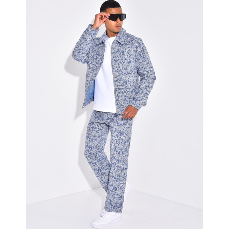 Ensemble pantalon et chemise à fleurs