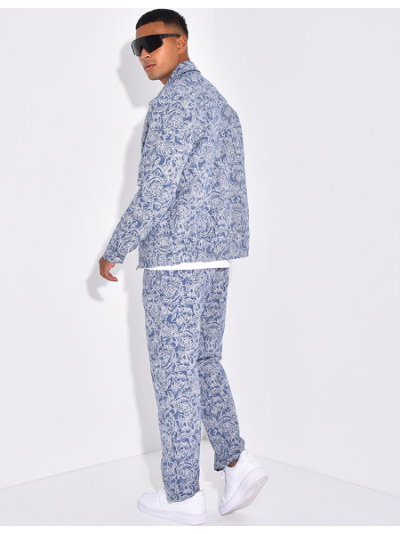 Ensemble pantalon et chemise à fleurs