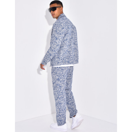 Ensemble pantalon et chemise à fleurs