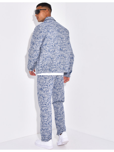 Ensemble pantalon et chemise à fleurs