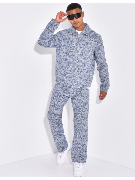 Ensemble pantalon et chemise à fleurs