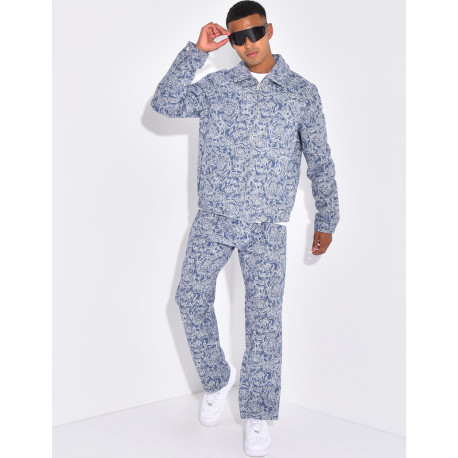 Ensemble pantalon et chemise à fleurs