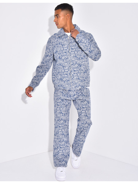 Ensemble pantalon et chemise à fleurs