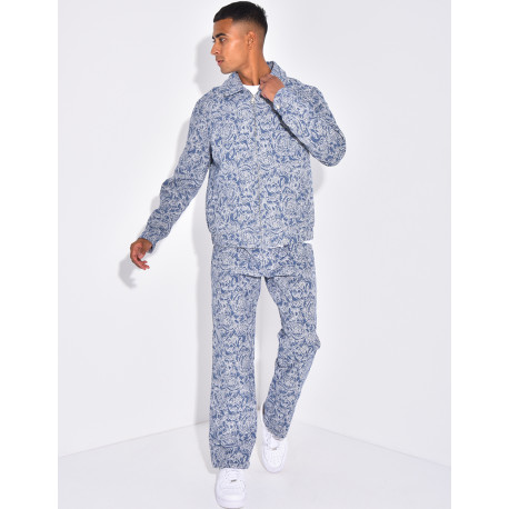 Ensemble pantalon et chemise à fleurs