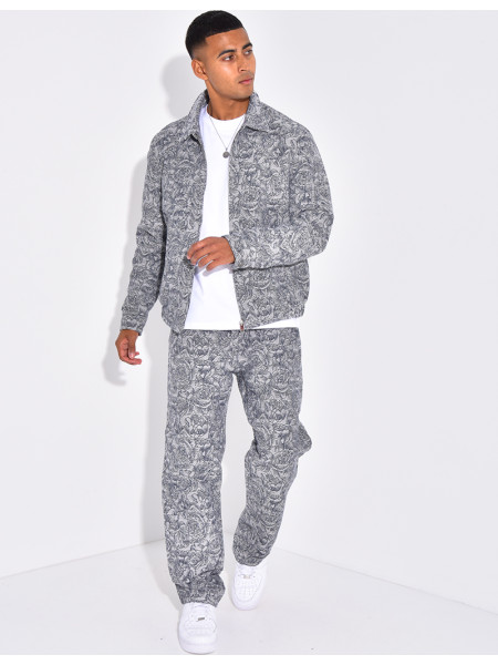 Ensemble pantalon et chemise à fleurs