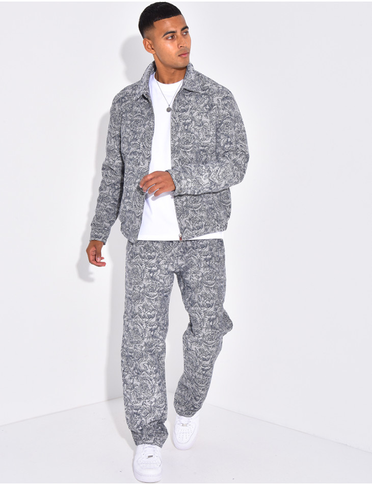 Ensemble pantalon et chemise à fleurs