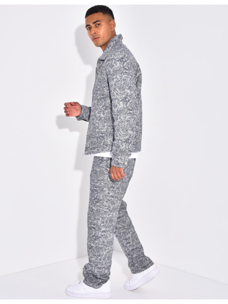 Ensemble pantalon et chemise à fleurs