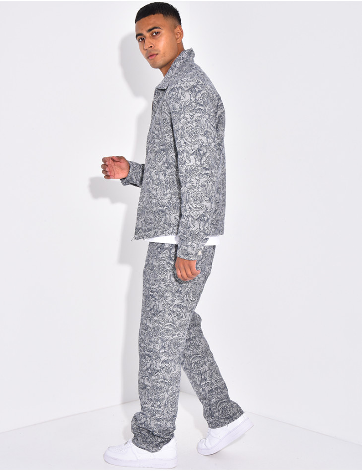 Ensemble pantalon et chemise à fleurs