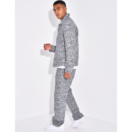 Ensemble pantalon et chemise à fleurs