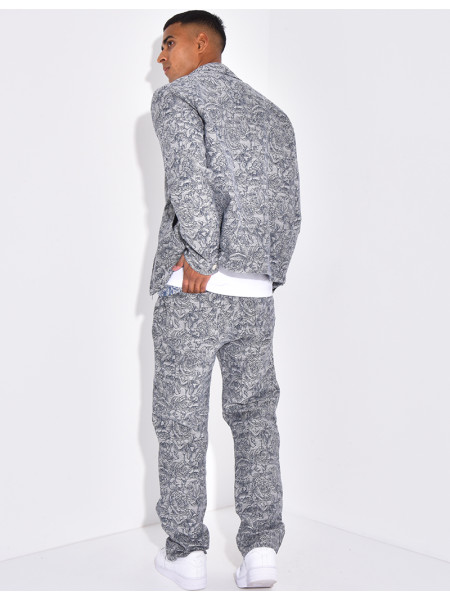 Ensemble pantalon et chemise à fleurs