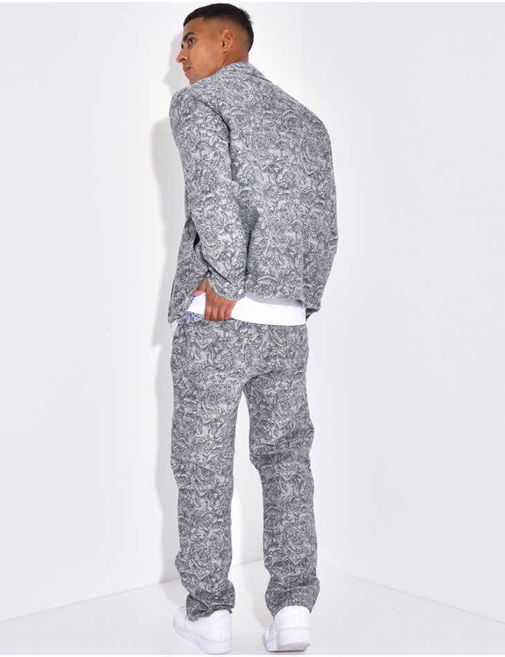 Ensemble pantalon et chemise à fleurs