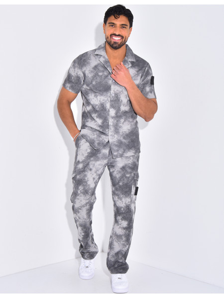 Ensemble texturé pantalon et chemise effet tâché