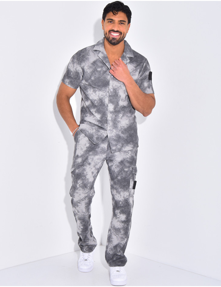 Ensemble texturé pantalon et chemise effet tâché