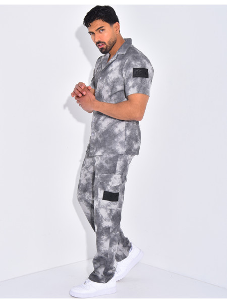 Ensemble texturé pantalon et chemise effet tâché