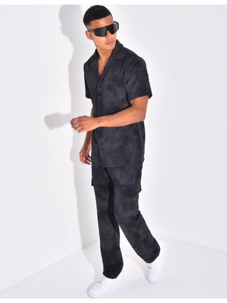 Ensemble texturé pantalon et chemise effet tâché
