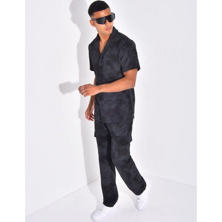 Ensemble texturé pantalon et chemise effet tâché