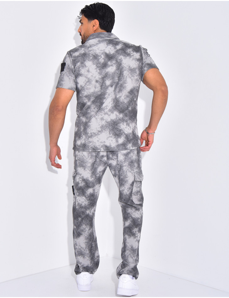 Ensemble texturé pantalon et chemise effet tâché