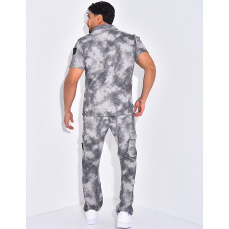 Ensemble texturé pantalon et chemise effet tâché