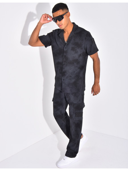 Ensemble texturé pantalon et chemise effet tâché