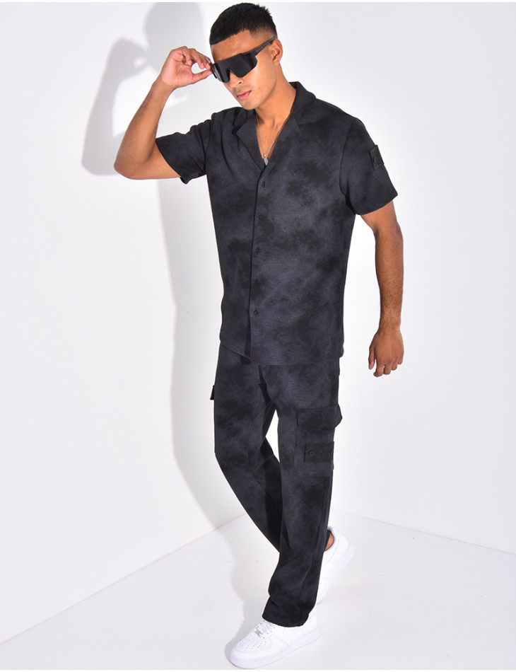 Ensemble texturé pantalon et chemise effet tâché