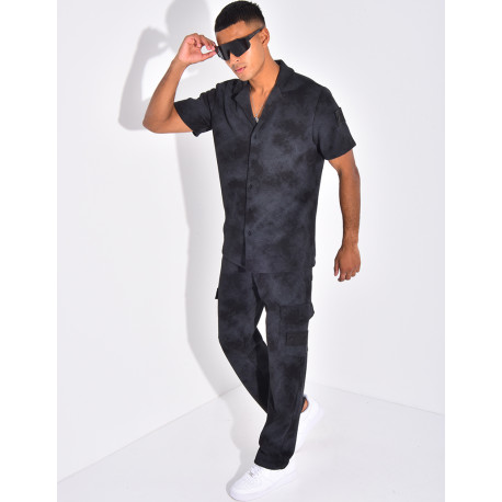 Ensemble texturé pantalon et chemise effet tâché
