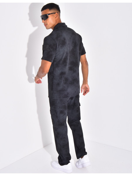Ensemble texturé pantalon et chemise effet tâché
