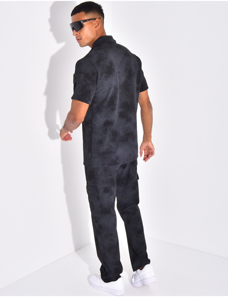 Ensemble texturé pantalon et chemise effet tâché