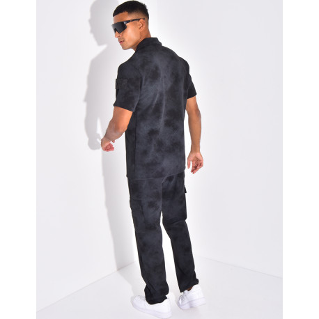 Ensemble texturé pantalon et chemise effet tâché