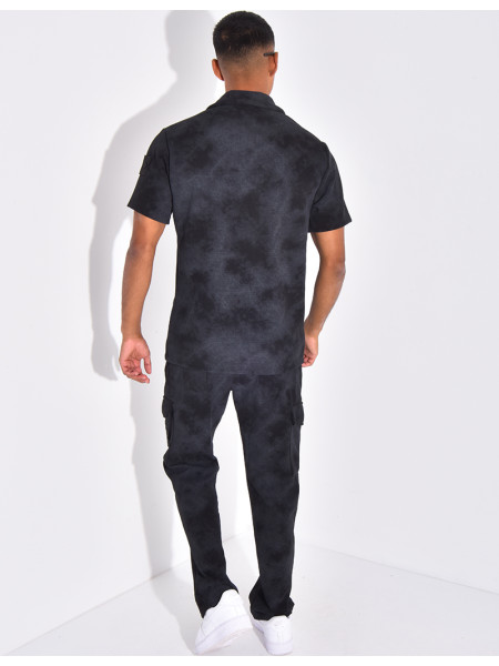 Ensemble texturé pantalon et chemise effet tâché