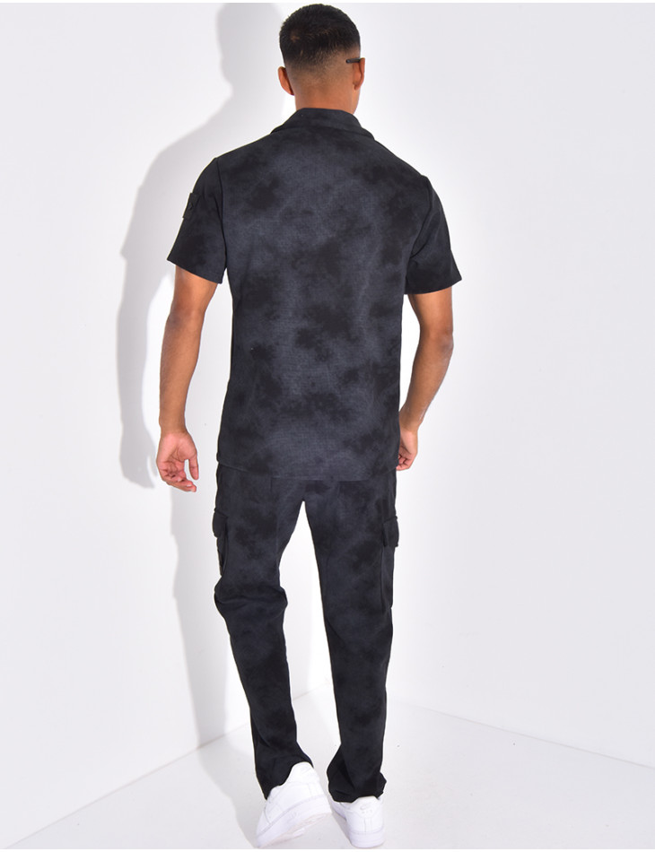Ensemble texturé pantalon et chemise effet tâché