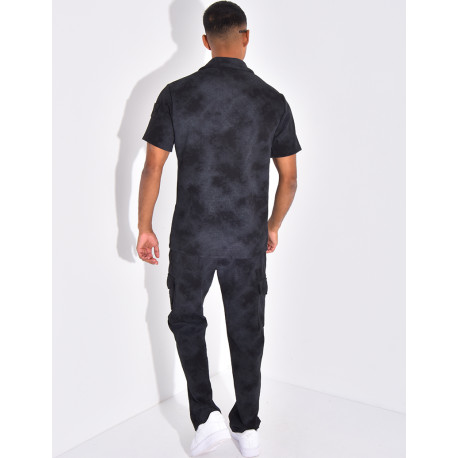 Ensemble texturé pantalon et chemise effet tâché