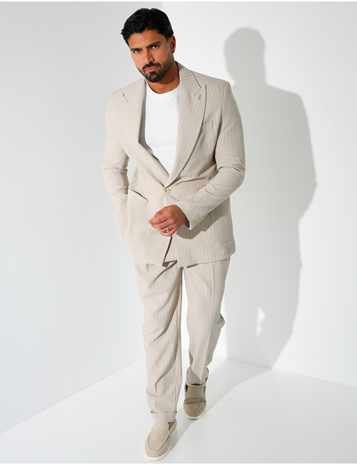 Ensemble de costume 2 pièces à rayures texturé