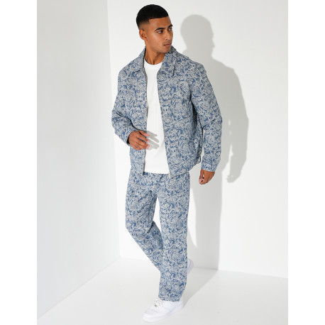 Ensemble pantalon et chemise à fleurs